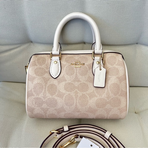 Coach Handbags - NWT Coach Mini Rowan Crossbody Sand Chalk Signature Canvas Bag CW329